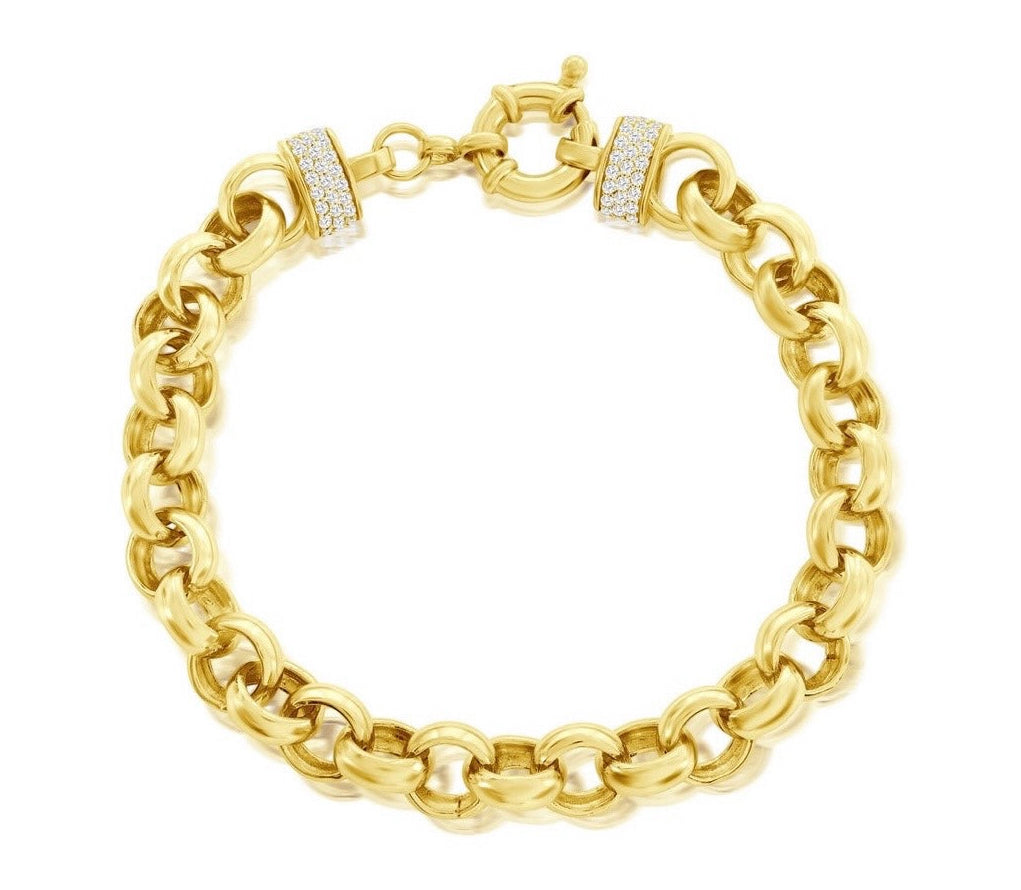 Sterling Silver, Heavy Chain Link Bracelet - Gold