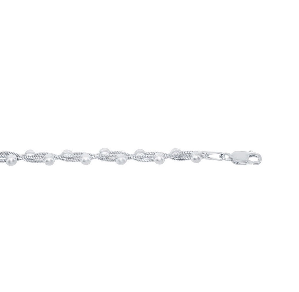 Sterling Silver Braided Snake Chain with beads
