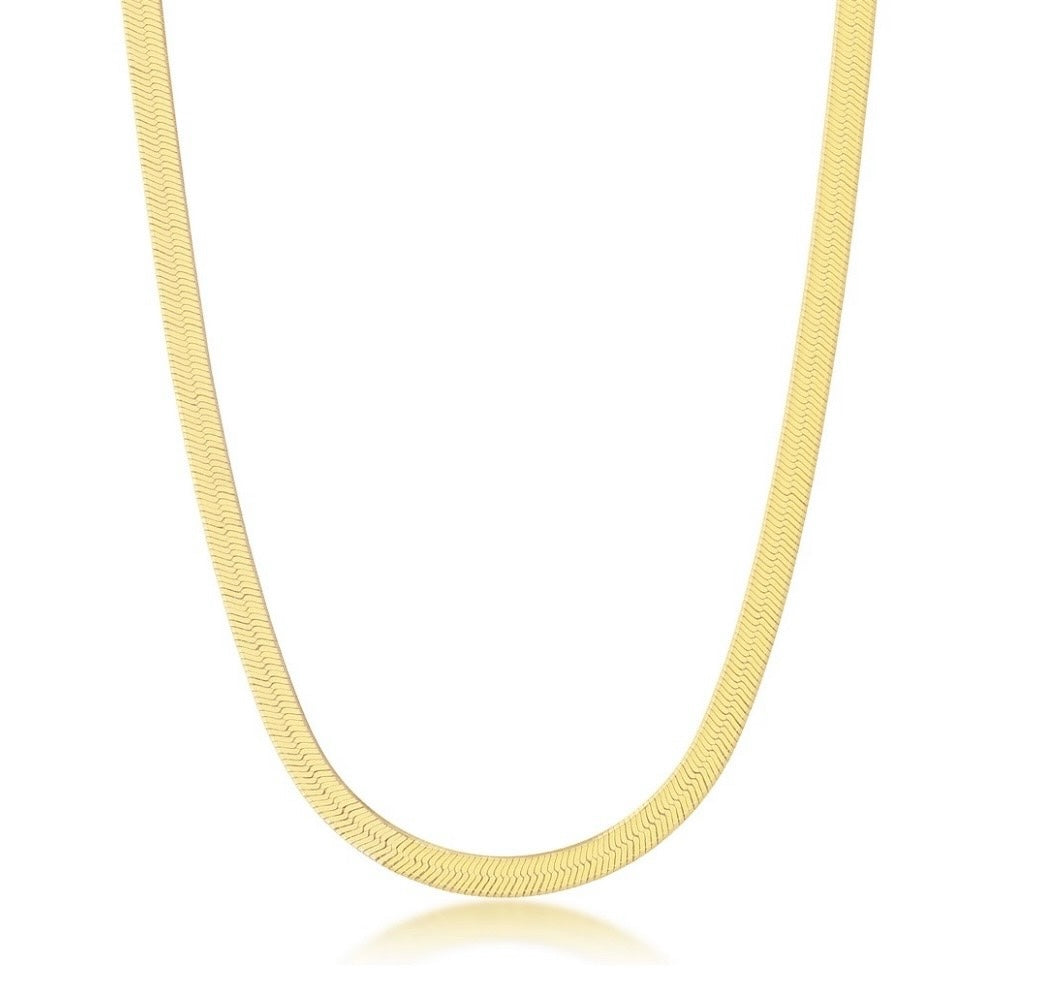 Sterling Silver, 5mm Herringbone Chain - Gold Plated