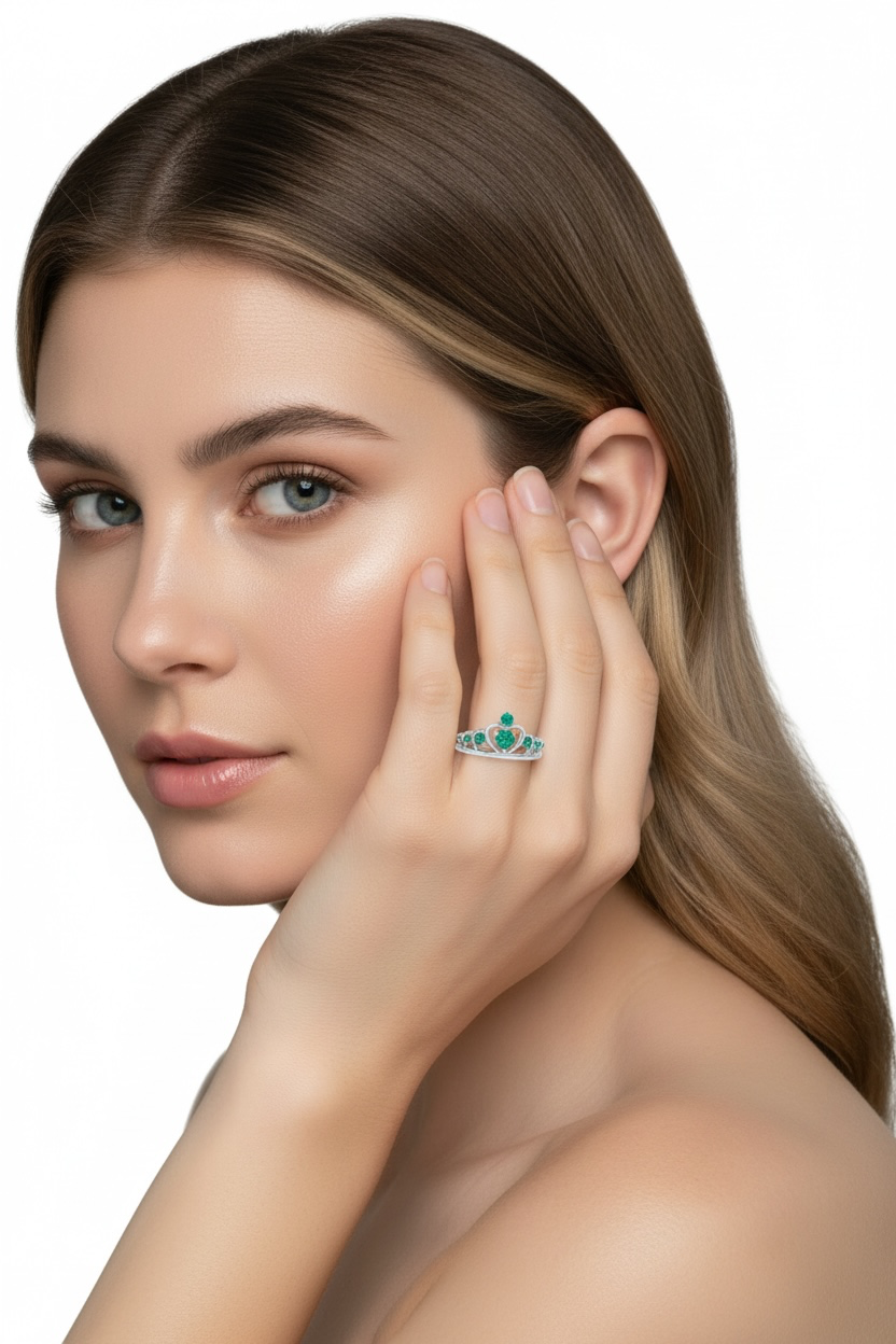 Sterling Silver Crown Ring - Blue Spinel