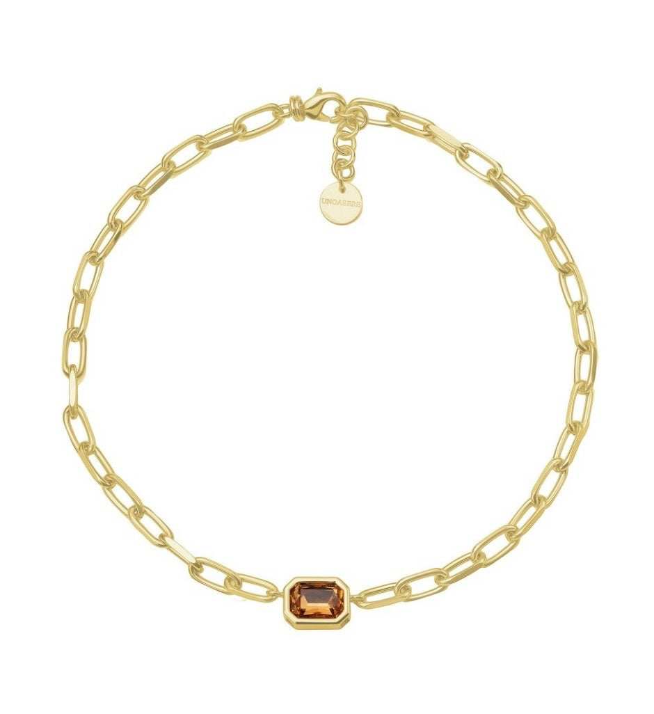 Designer Brown Crystal Necklace - Made in Italy