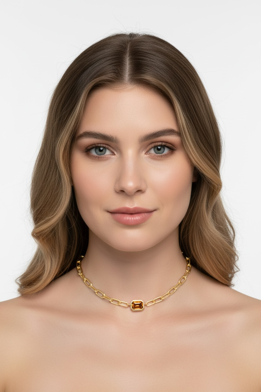Designer Brown Crystal Necklace - Made in Italy
