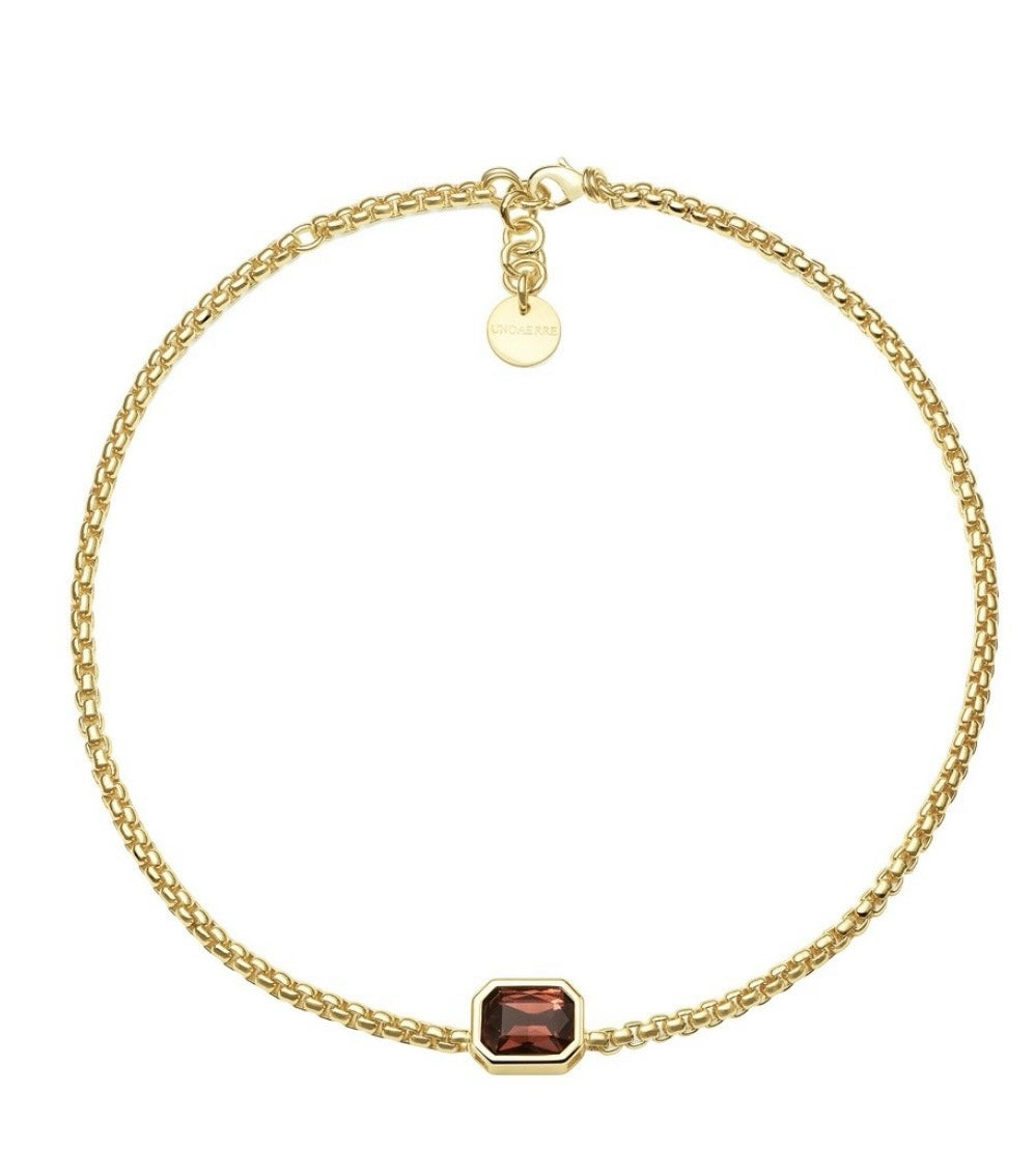 Designer Brown Crystal Necklace - Made in Italy