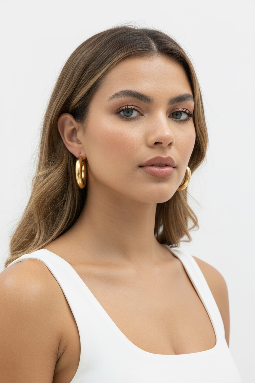 Designer Bold Hoop  Earring - Made in Italy Medium size