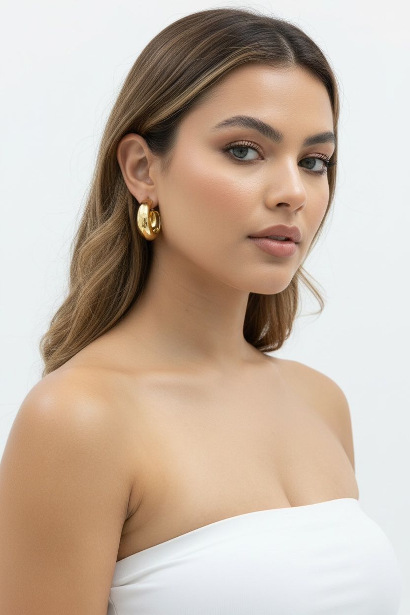 Designer Bold Hoop  Earring - Made in Italy small size