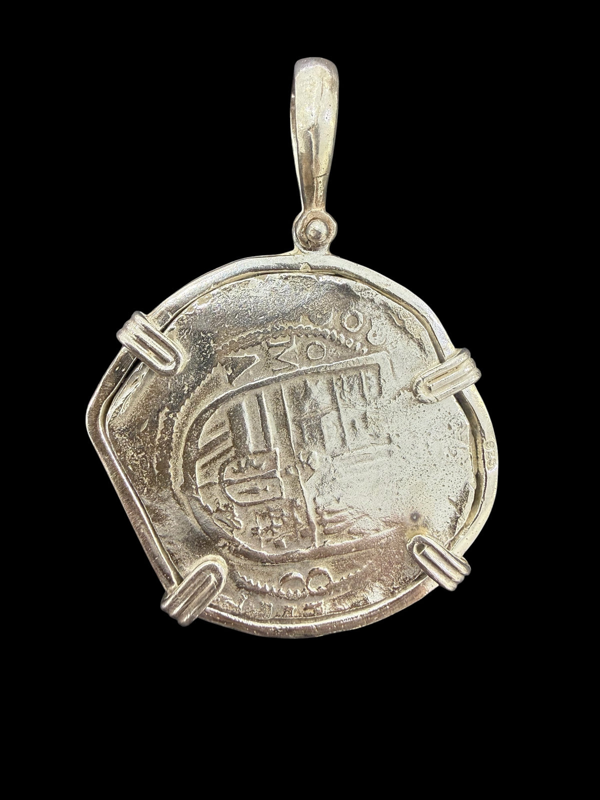 Replica atocha shipwreck large coin pendant 925 solid sterling silver