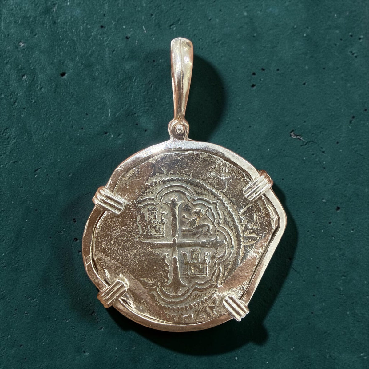 Replica atocha shipwreck large coin pendant 925 solid sterling silver