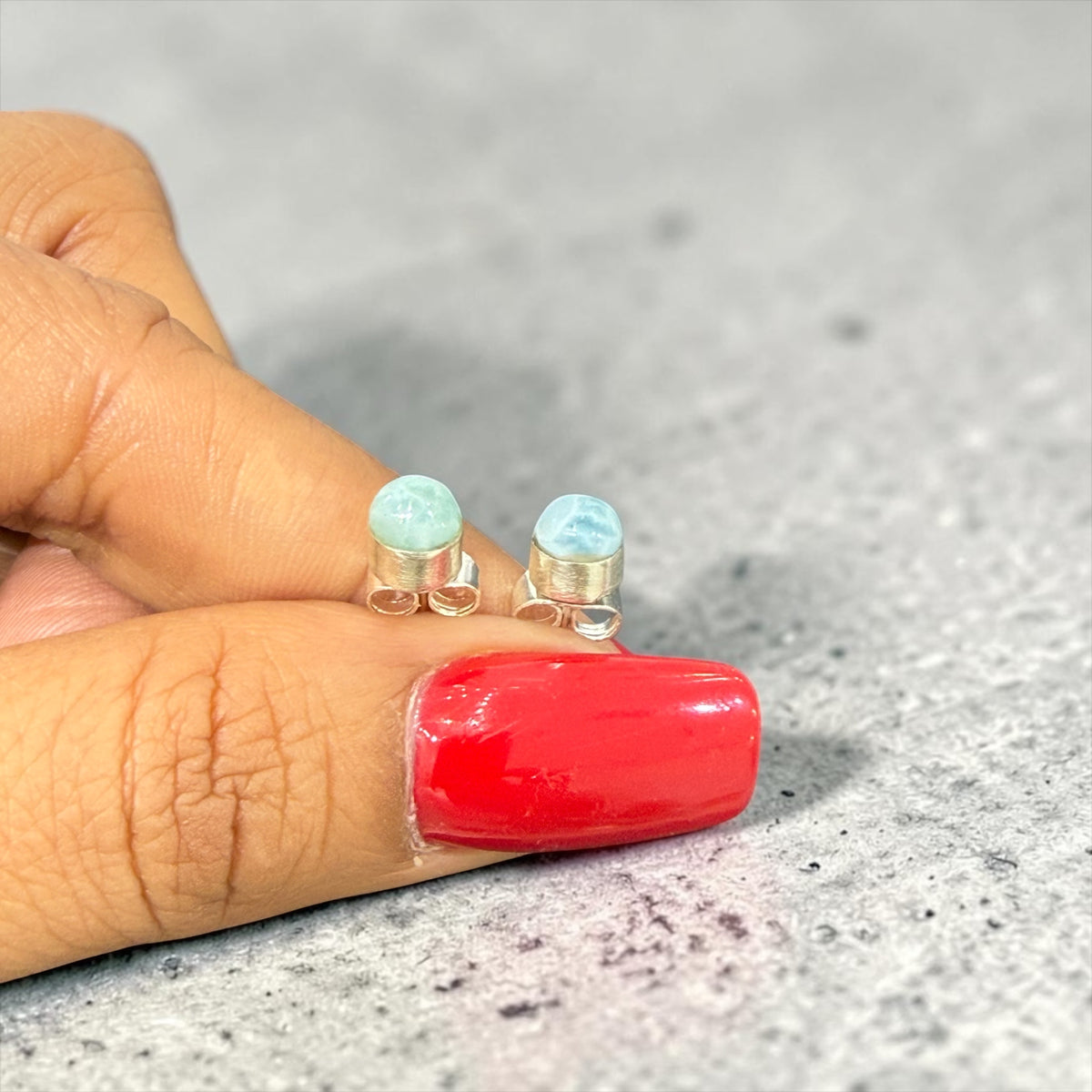 925 sterling silver 4mm larimar mini  studs