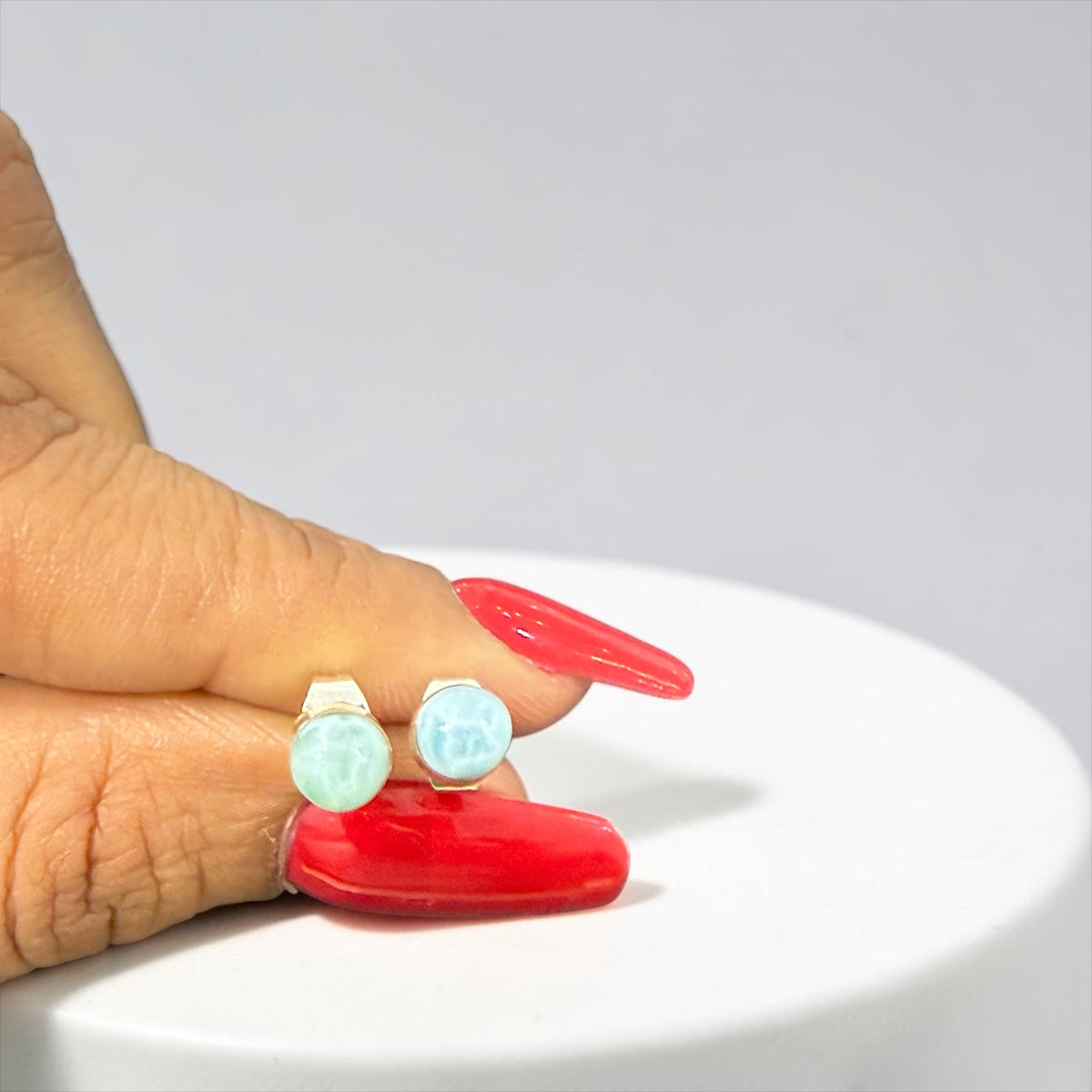 925 sterling silver 4mm larimar mini  studs