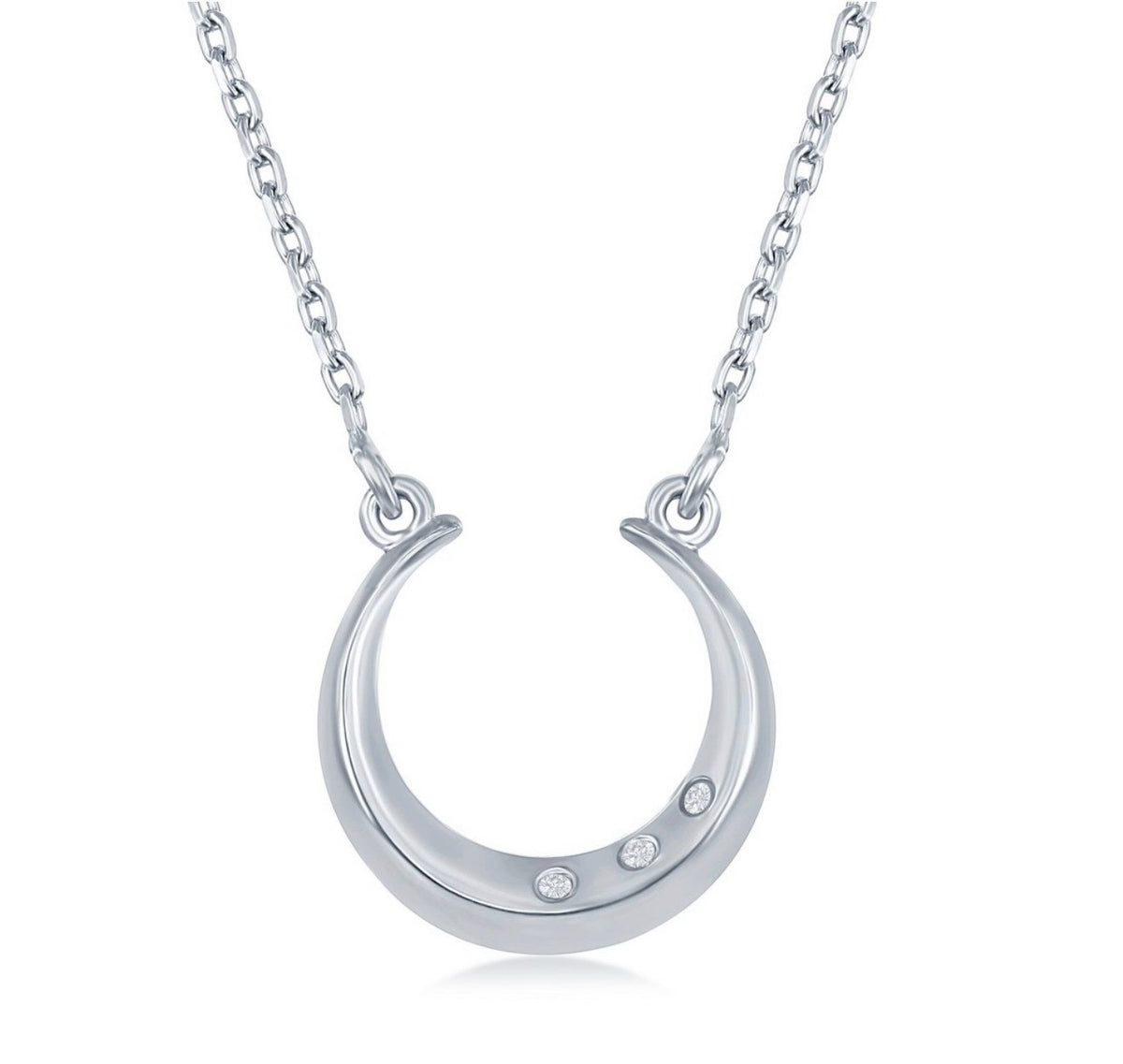 Sterling Silver 0.02cttw Diamond Accent Horseshoe Necklace