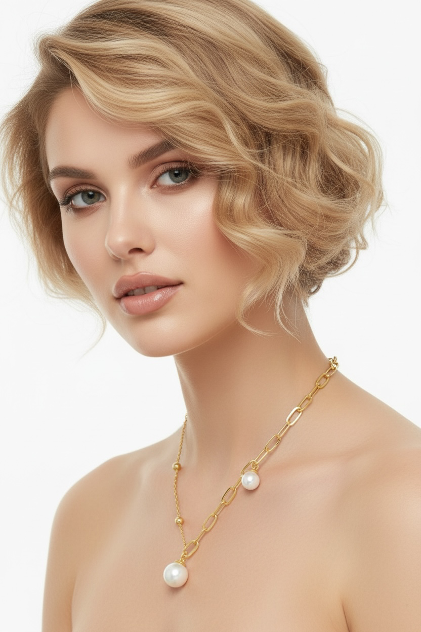 Sterling Silver Paperclip and Beaded Chain