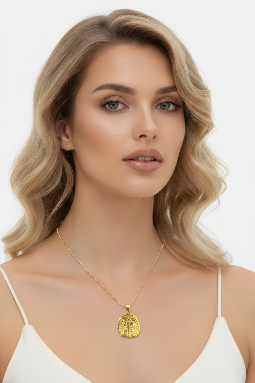 Replica of Atocha Shipwreck Coin Pendant handmade with 14k solid gold unisex