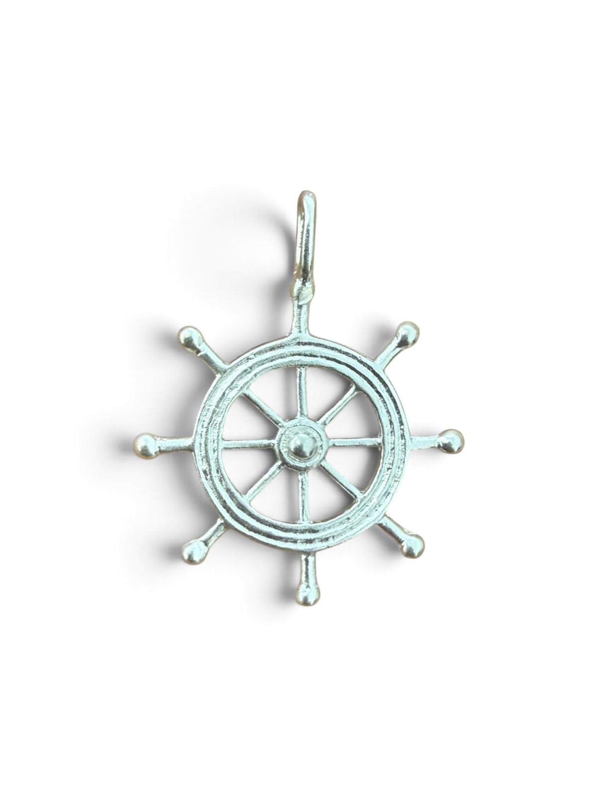 925 sterling silver mini ship’s wheel pendant 21mm x 21mm