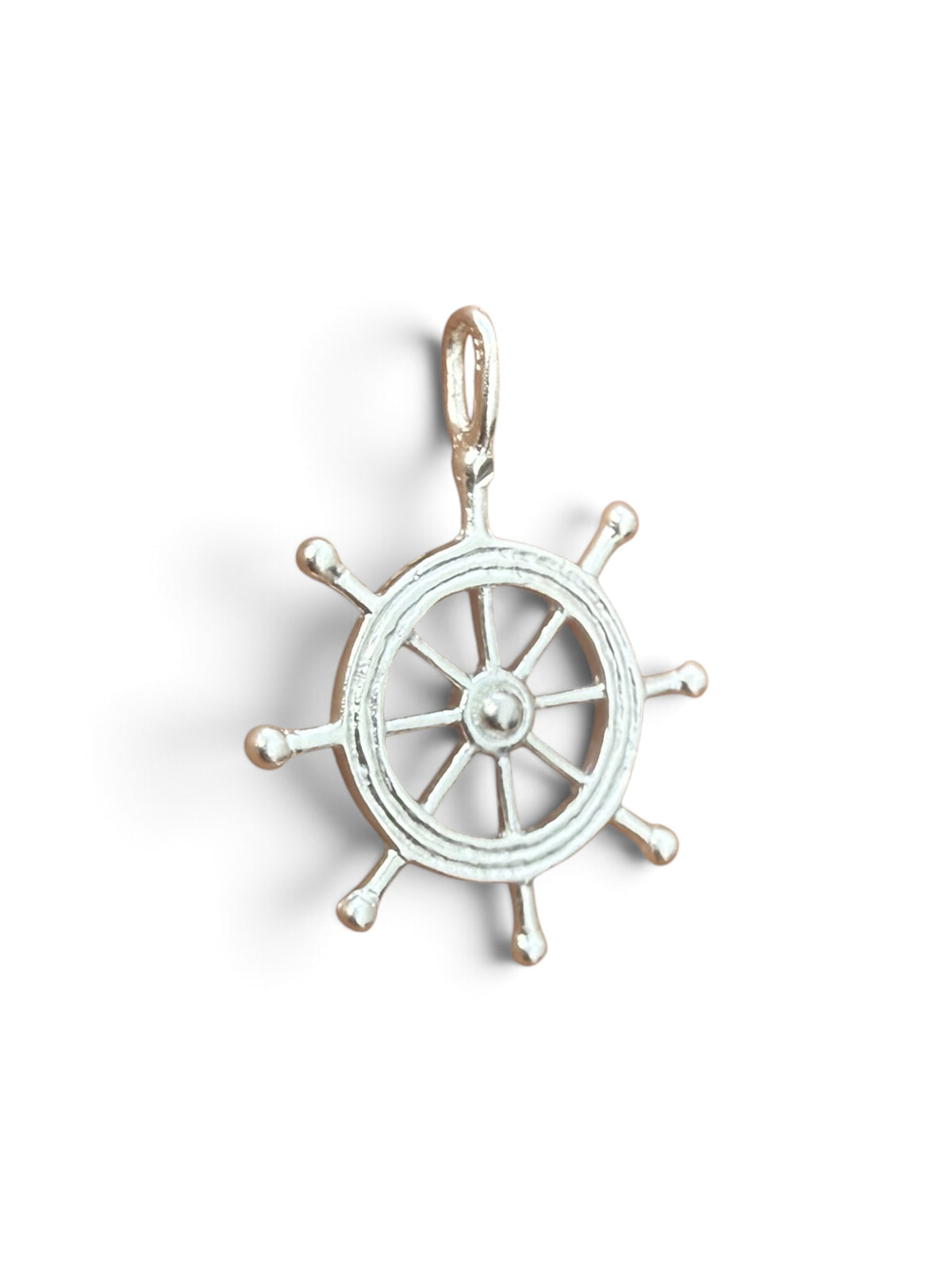 925 sterling silver mini ship’s wheel pendant 21mm x 21mm