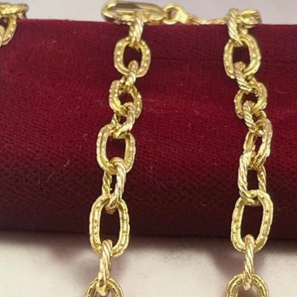 14k solid heavy MONEY chain handmade with 14k solid real gold 5mm