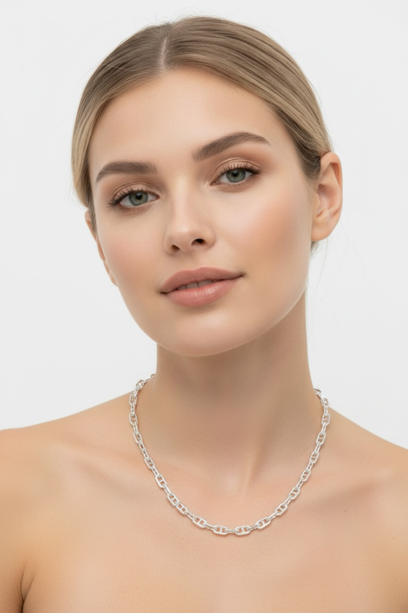 925 sterling silver solid Anchor Mariner chain 4.4mm