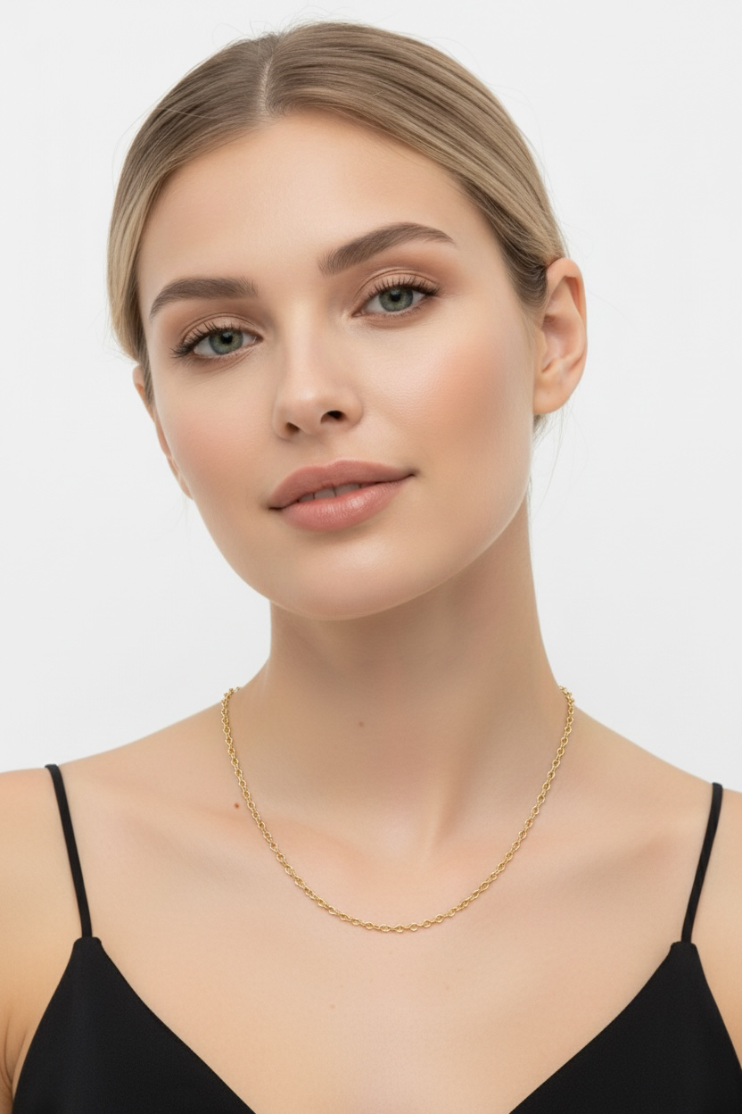 Sterling Silver, 0.9mm D-C Cable Chain - Gold Plated