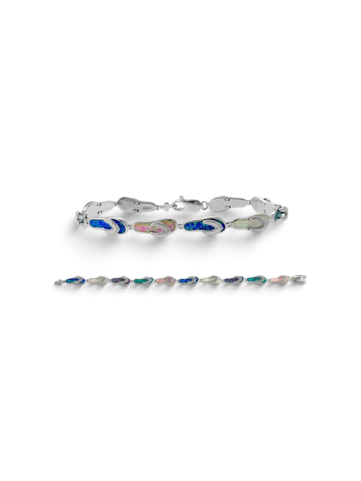 Sterling Silver Opal Flip Flop Bracelet