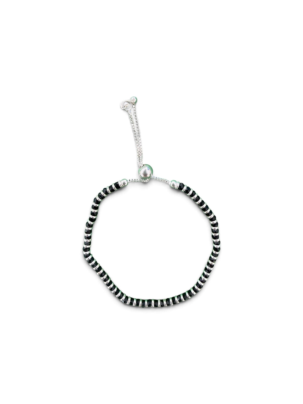 925 sterling silver black crystal adjustable bracelet
