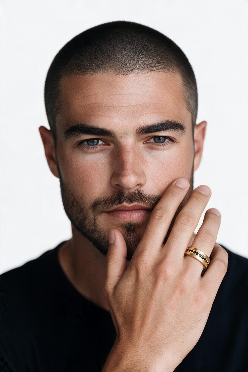 Stainless Steel, Black Crystal Ring MEN'S COLLECTION