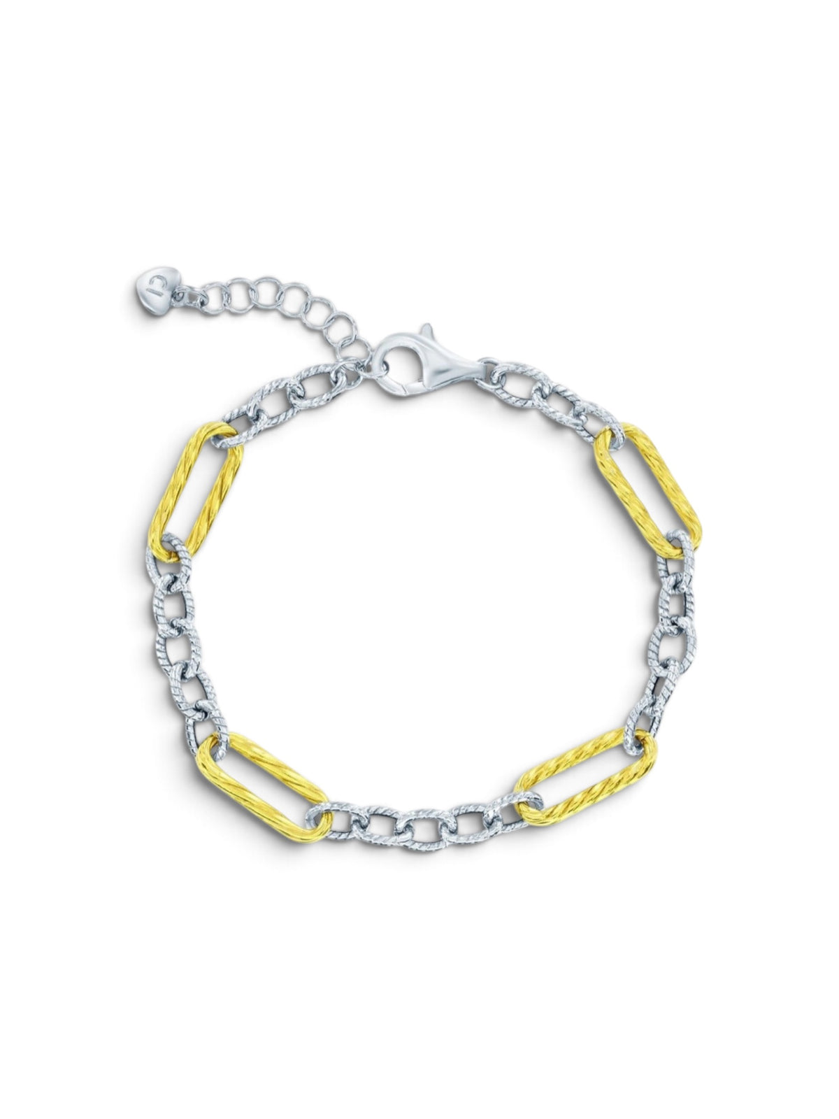 Sterling Silver, Alternating Paperclip & Oval Bracelet - Two-Tone PAPERCLIP JEWELRY