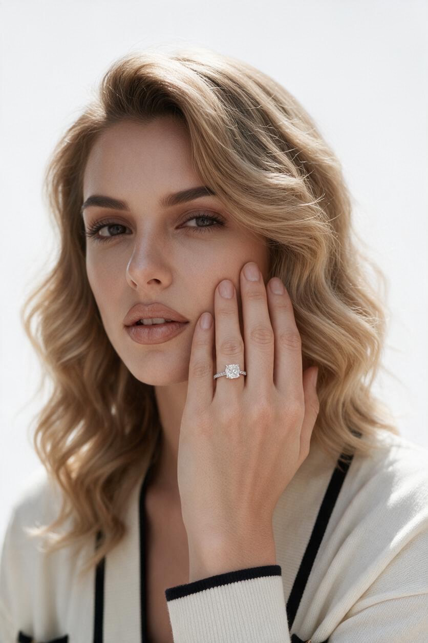 Sterling Silver, Square Solitaire Engagement Ring
BRIDAL JEWELRY