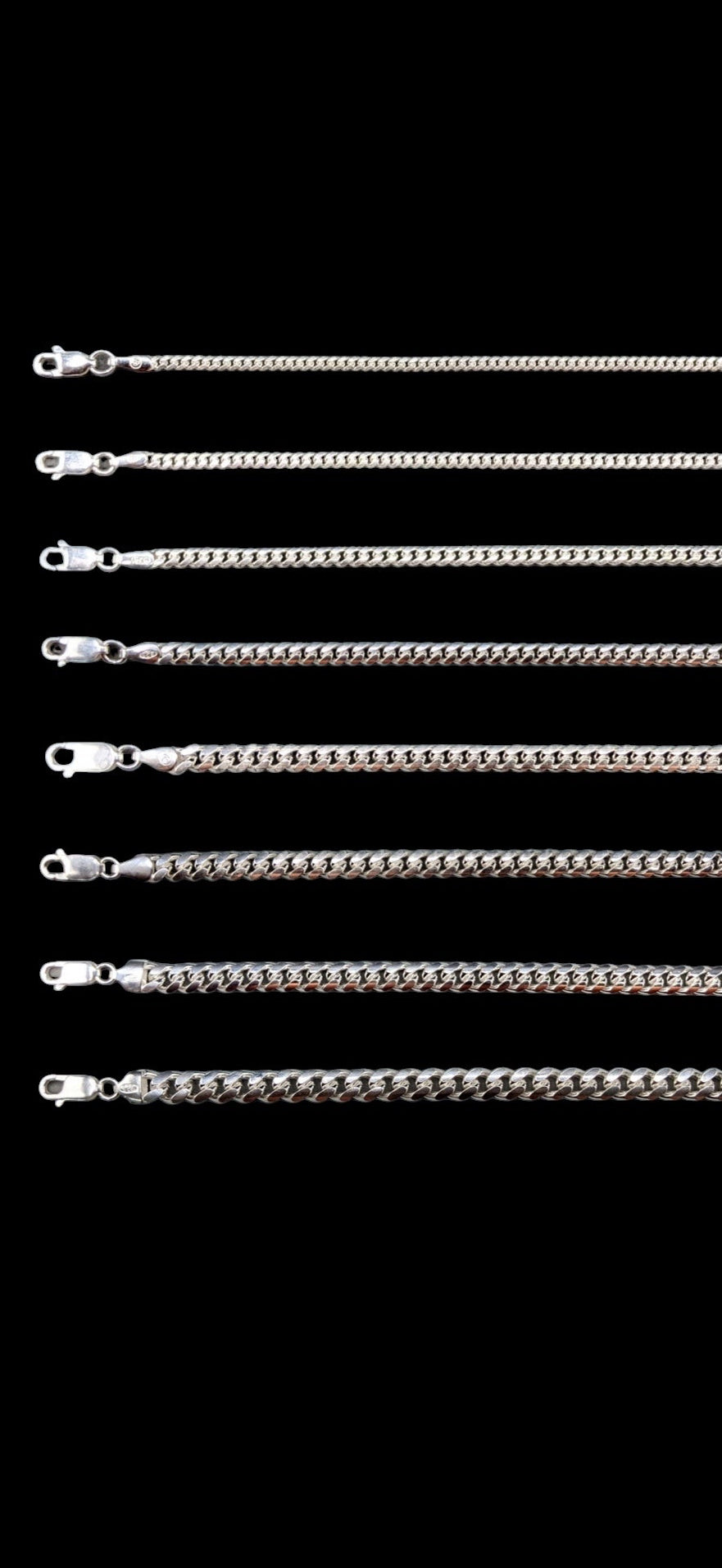 925 solid sterling silver Miami curb chains