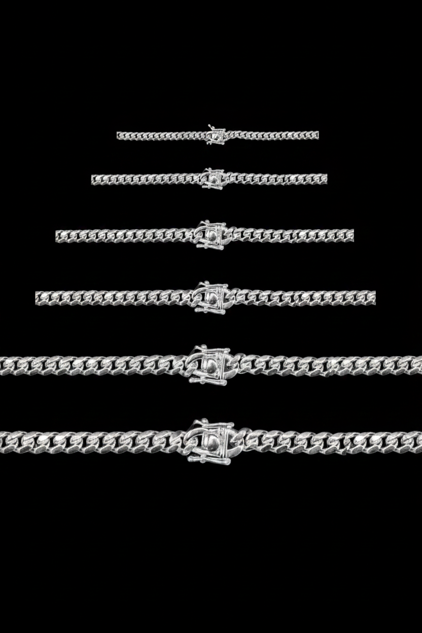 925 solid sterling silver Miami cuban link chains