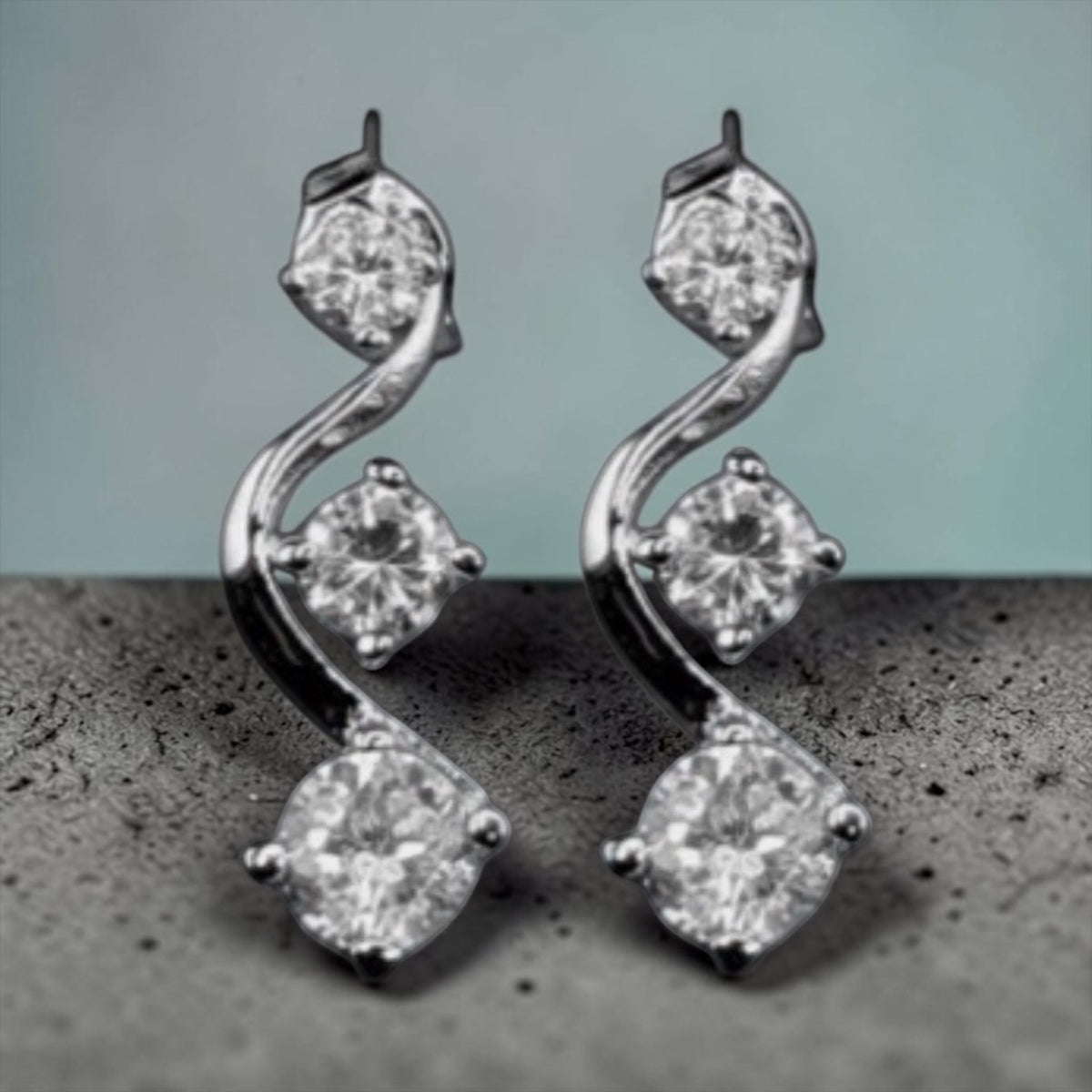 simulant diamond 925 Sterling silver fancy earrings