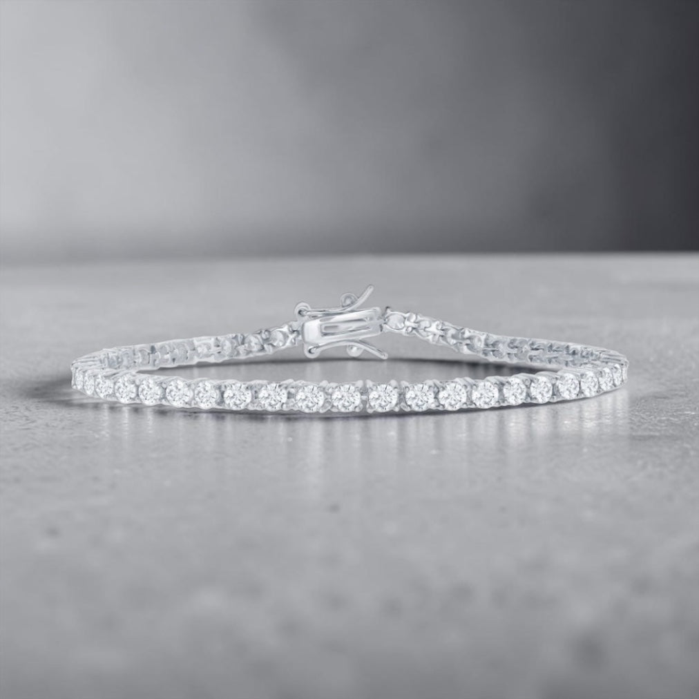 Sterling Silver Round, Moissanite Tennis Bracelet