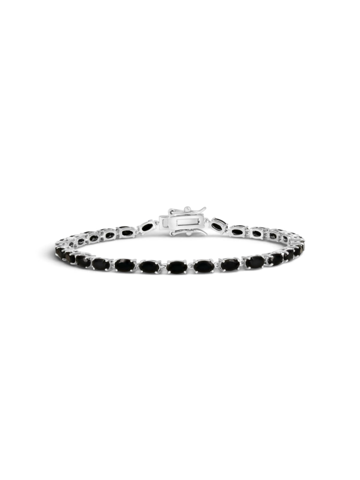 Sterling Silver Oval 5.40cttw Gem Tennis Bracelet Onyx