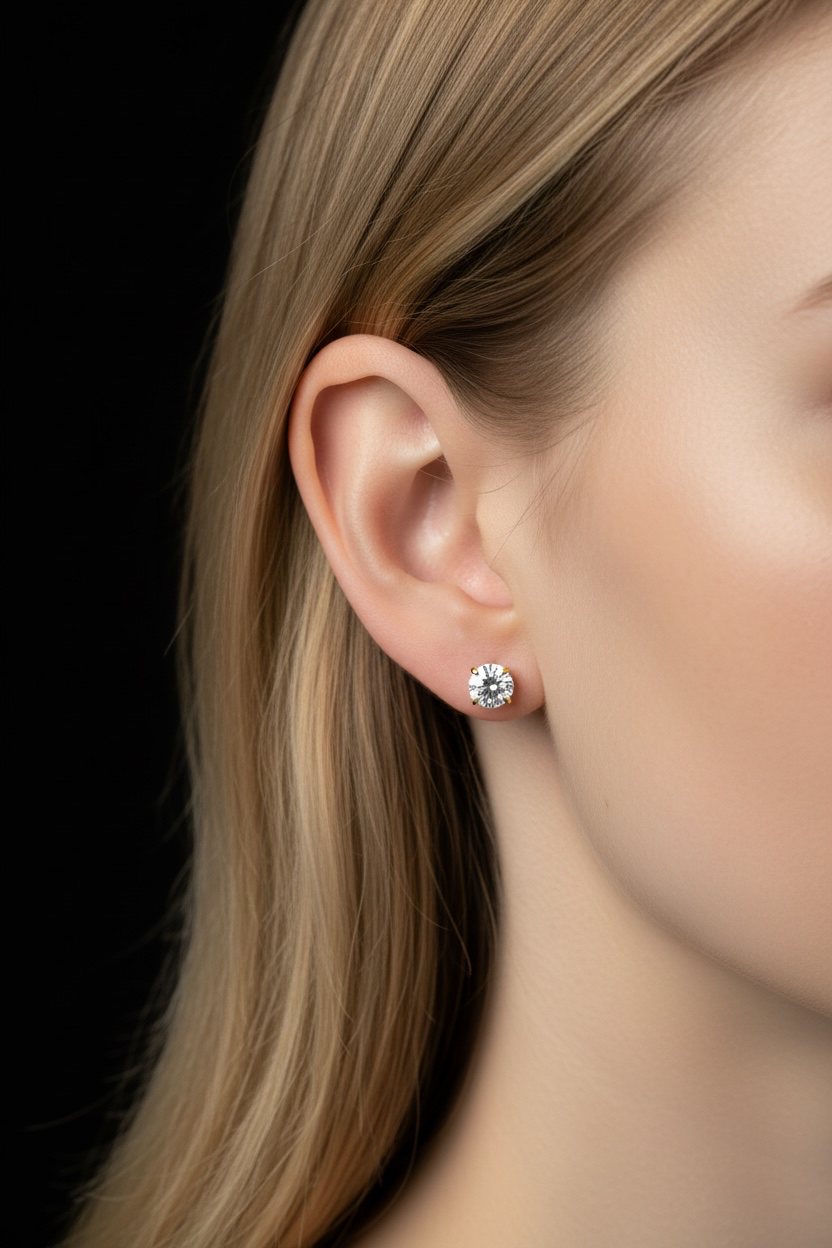 Sterling Silver, 4mm Round Lab-Grown Diamond Studs