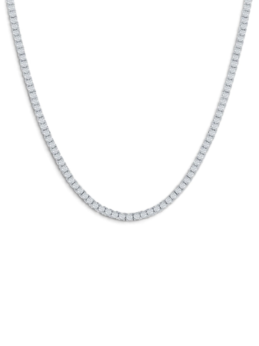 Sterling Silver 2mm Cubic Crytalline Tennis Necklace