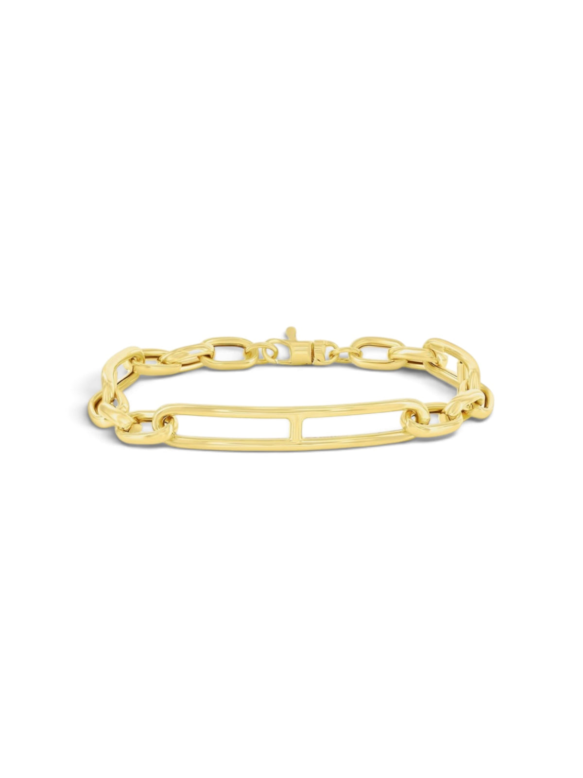 14K Real Yellow Gold, Triple Bar Link Bracelet 7.5”