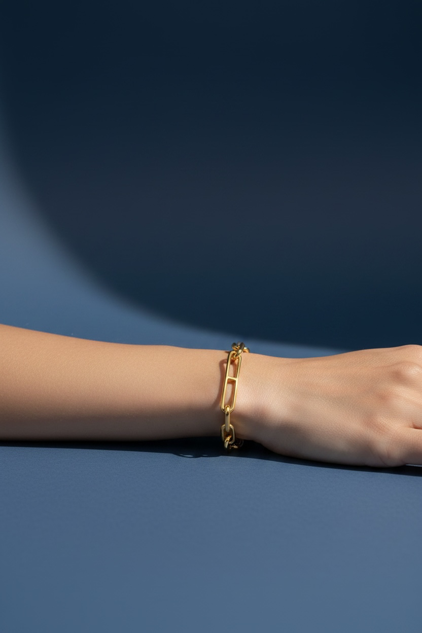 14K Real Yellow Gold, Triple Bar Link Bracelet 7.5”