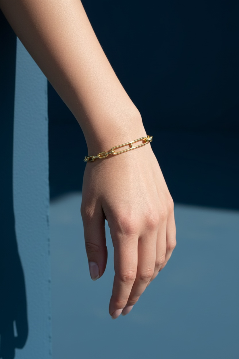 14K Real Yellow Gold, Triple Bar Link Bracelet 7.5”