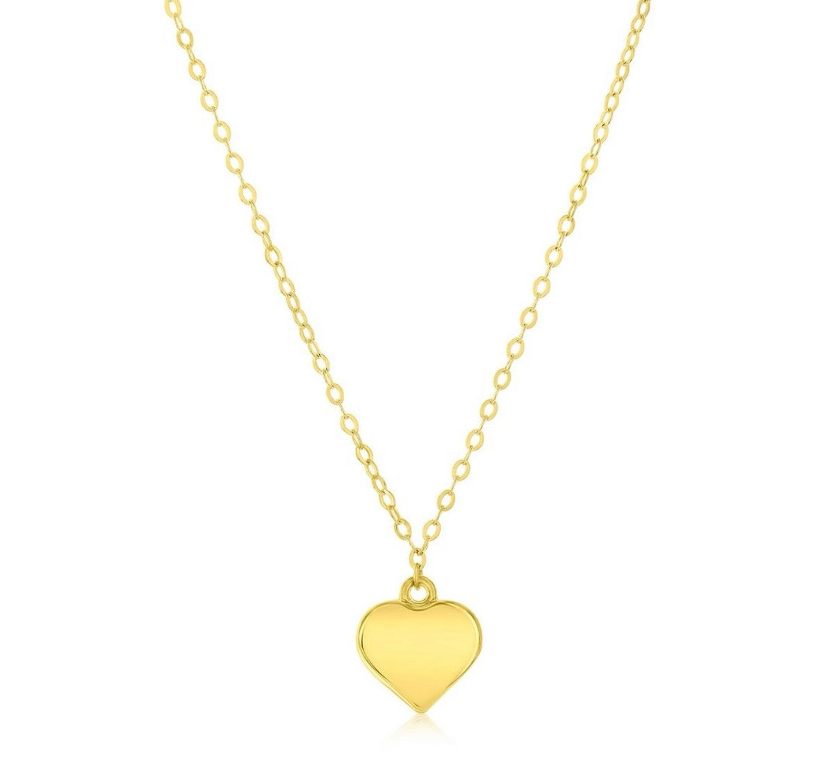 14K Real Gold Polished Heart Necklace