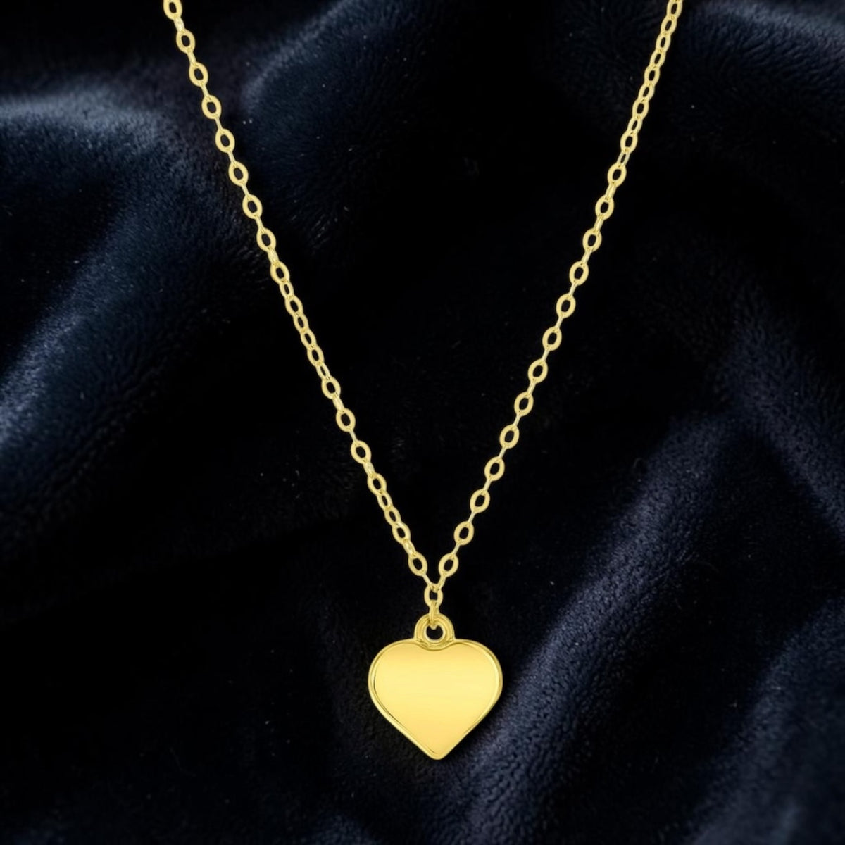 14K Real Gold Polished Heart Necklace