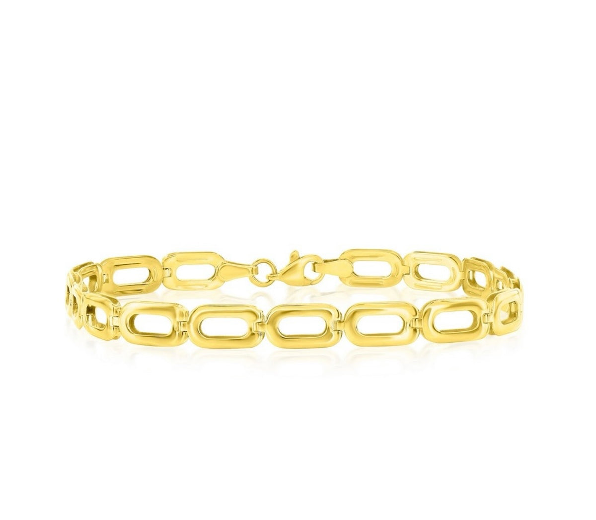 14K Real Gold 5.5mm Paperclip Bracelet