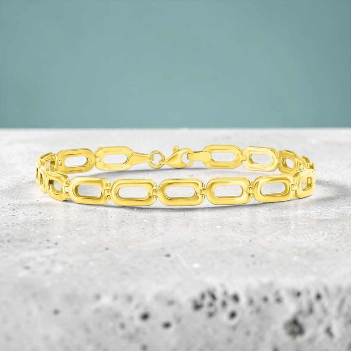 14K Real Gold 5.5mm Paperclip Bracelet