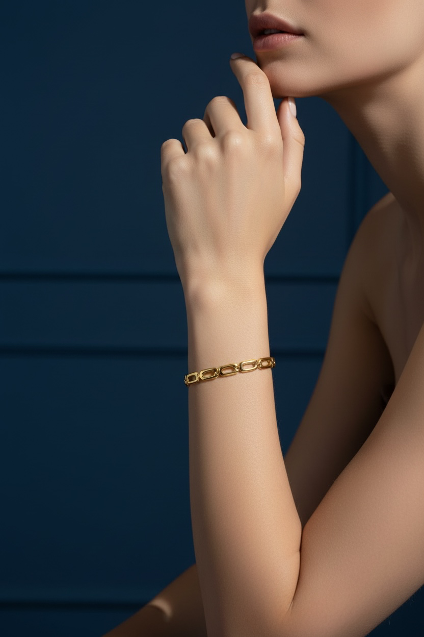 14K Real Gold 5.5mm Paperclip Bracelet