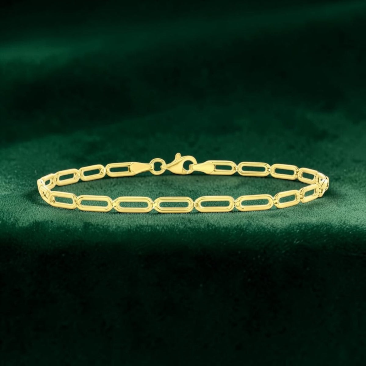 14K Real Yellow Gold 3mm Paperclip Bracelet