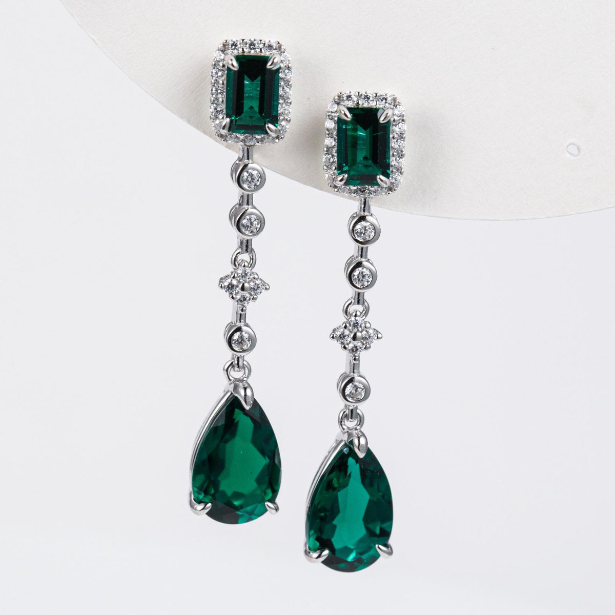 GORGEOUS EMERALD DROP EARRINGS MOISANNITE